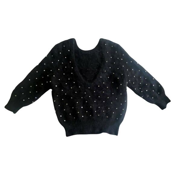 BA&SH Amby Sweater Rhinestones Angora Jumper Black Noir Pull US 4 Small NWT - Picture 8 of 11